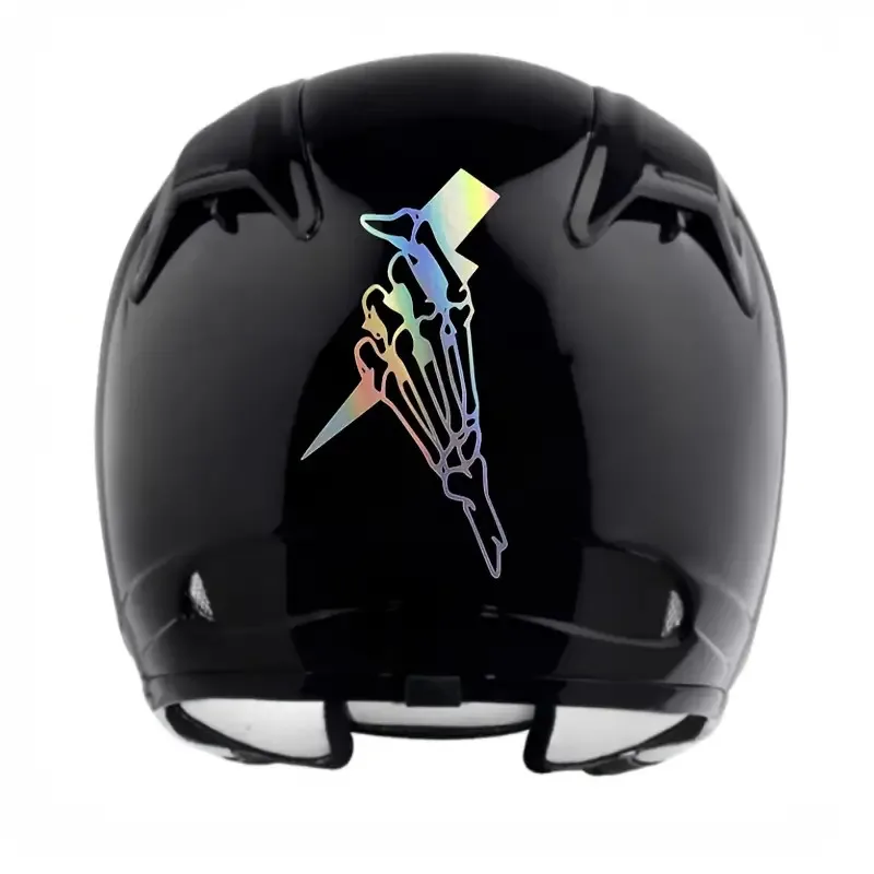 Gothic Lightning Skull Sticker 2D Flat Motorcycle Helmet Decal Vinyl Waterproof UV Resistant Vehicle Decor