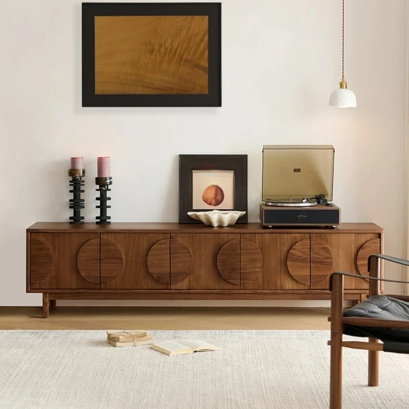 

North American Black Walnut TV Cabinet Antique Retro Living Room All Solid Wood Light Luxury Muebles De Salon Modern Tv Stand