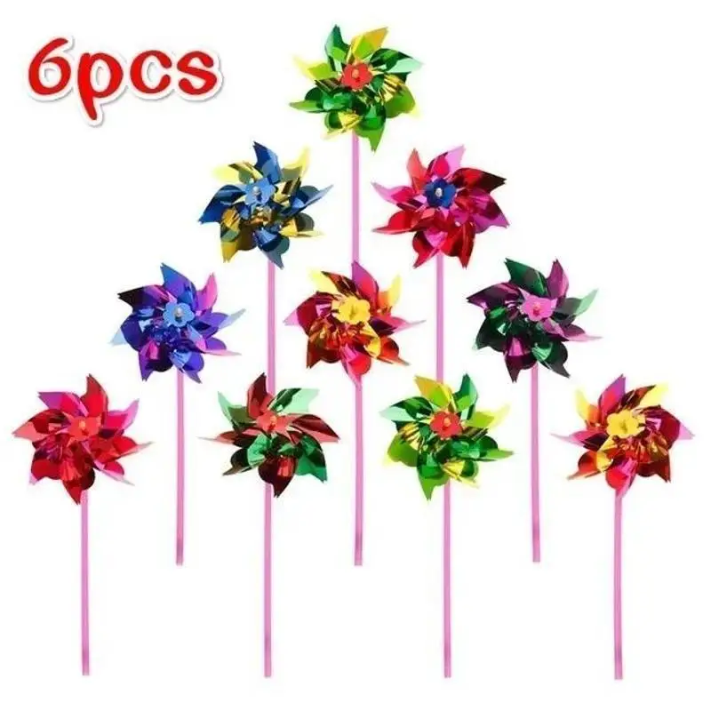 6Pcs Plastic Windmill Pinwheel Wind Spinner Children Toys Garden Lawn Party Decoration Toy Gift Boys Girls Garden Windmill