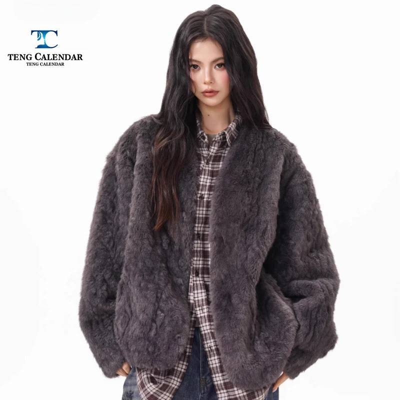 Heavy Imitation Wool Fur, Retro Old Money Style Loose Casual Lazy Short V-neck Coat, Women's 2026 Winter New Style