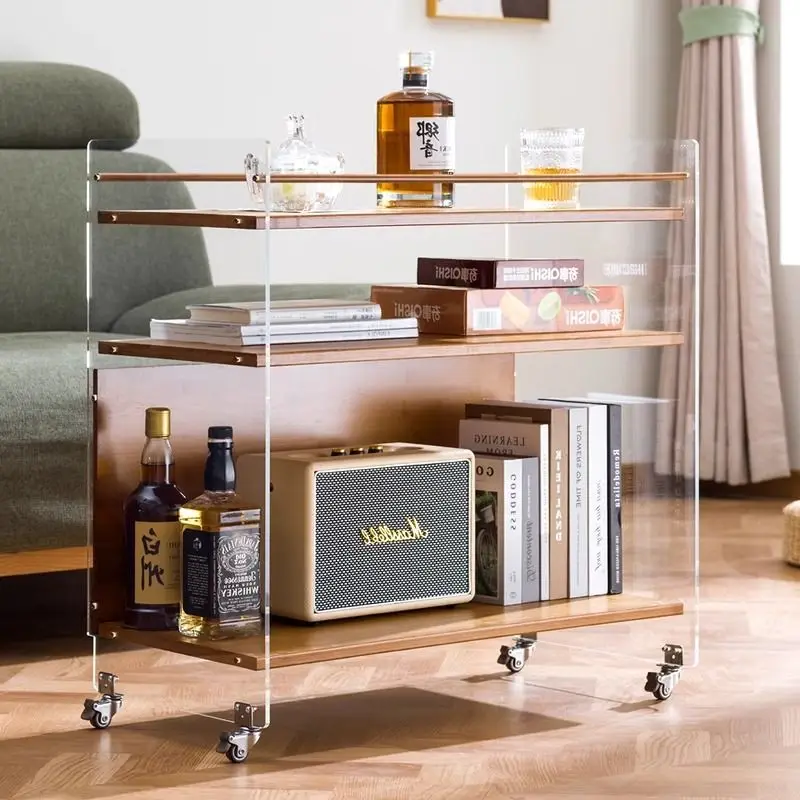 

Acrylic Side Table Small Trolley Ins Simple Creative Coffee Table Movable Home Living Room Bedroom Bedside Small Table