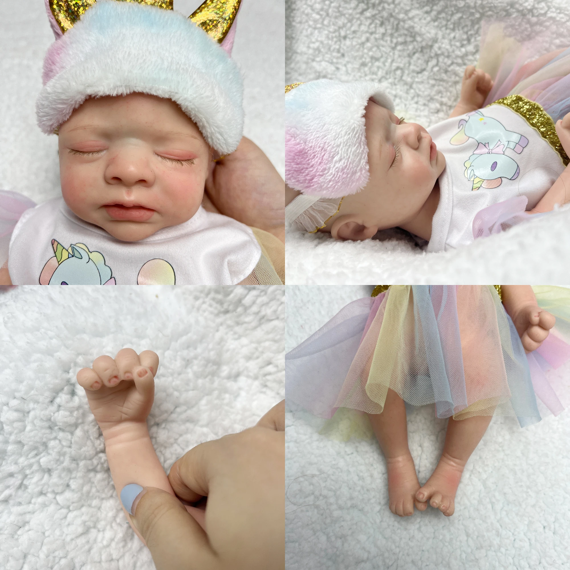 13 Inch Soft Silicone Reborn Girl Doll For Children Birthday Gifts Handmade Lifelike Newborn Baby