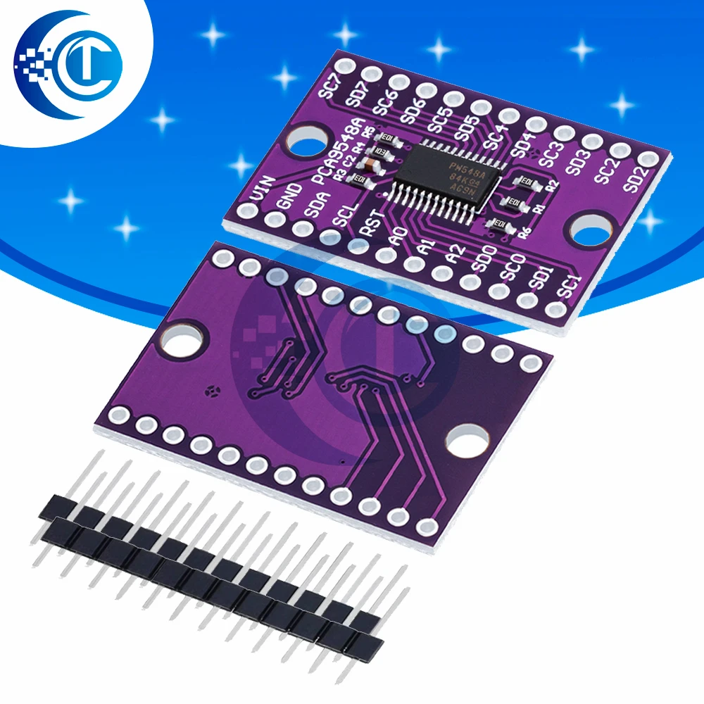 Модуль мультиплексора TCA9548A I2C — плата расширения 1--8 каналов для шины IIC (8-контактный) Модуль мультиплексора TCA9548A I2C — плата расширения 1--8 каналов для шины IIC (8-контактный)