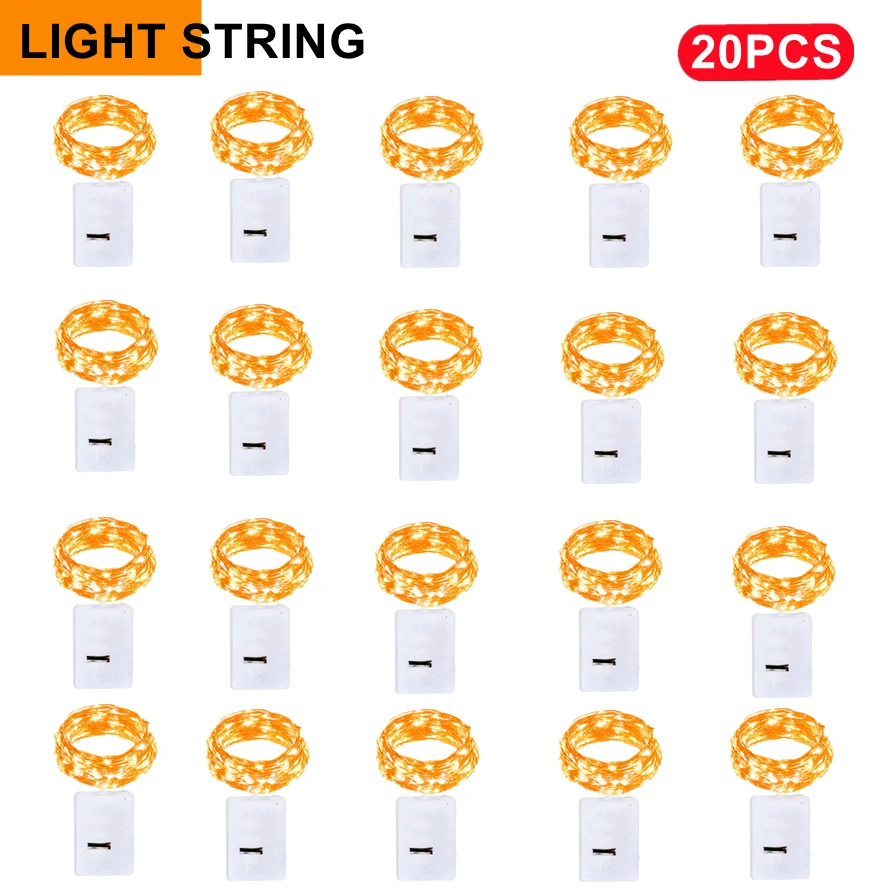 

20 шт., оптовая продажа, светодиодные гирлянды из медной серебряной проволоки, гирлянды, гирлянды, вечерние украшения комнаты для рождественской свадьбы