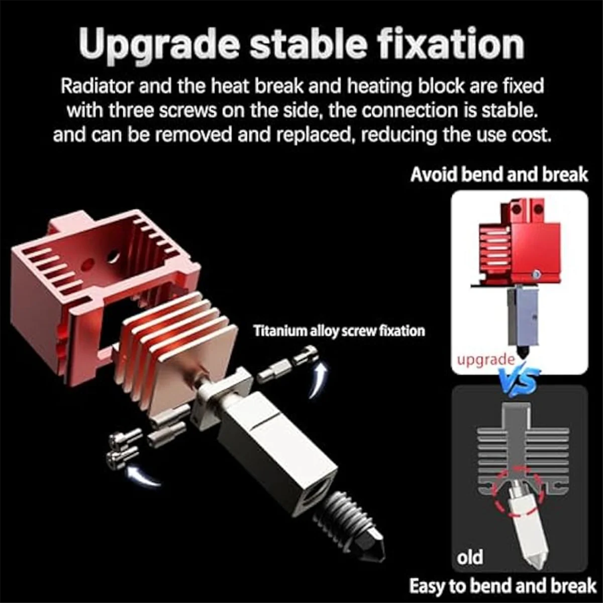 

Для Bambu Lab V3.0 3D-принтер Hotend с высокой температурой расхода, керамический нагреватель 24 В 60 Вт, комплект горячего конца с насадкой 0,4/0,6 мм
