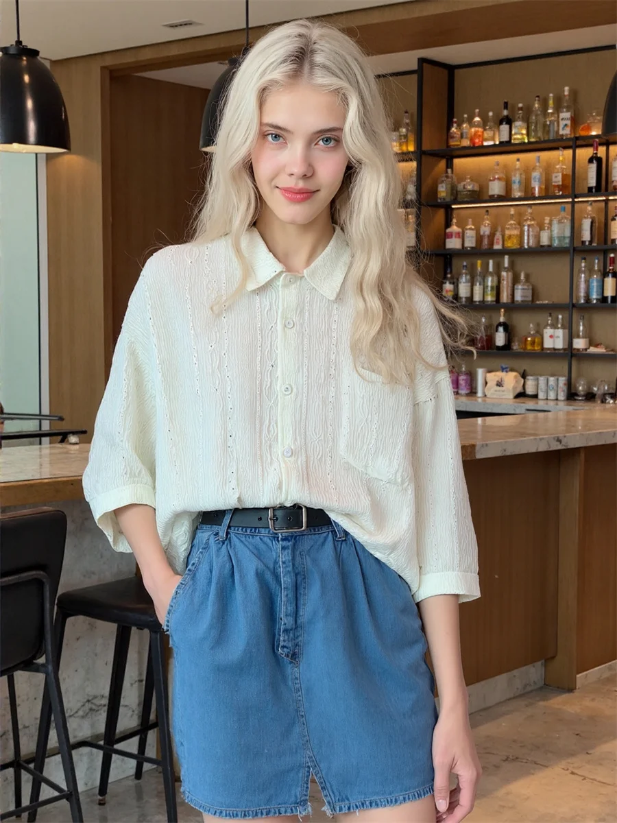 قميص نسائي صيفي بأكمام قصيرة مقاس كبير قميص كلاسيكي بنمط طباعة الفهد وزر أمامي كاجوال بسيط أساسي #4