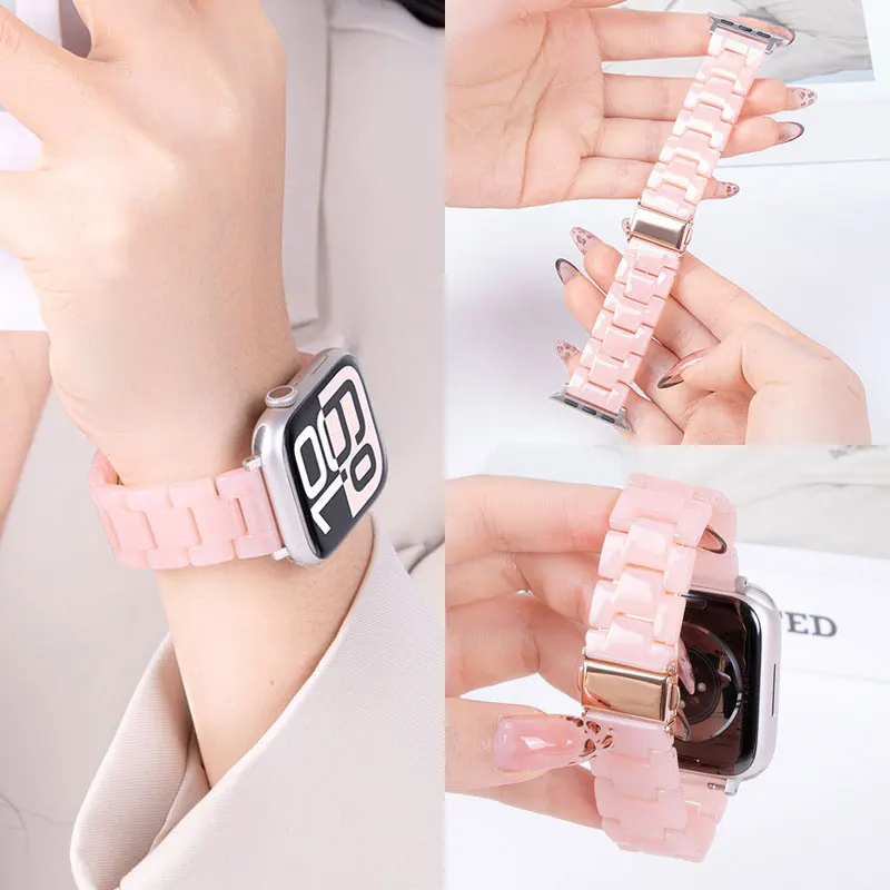 Gravata morrer pulseira de resina para apple watch 10 46mm ultra 49mm 44/45mm pulseira fivela de metal para iwatch 10 9 8 38/40/41mm