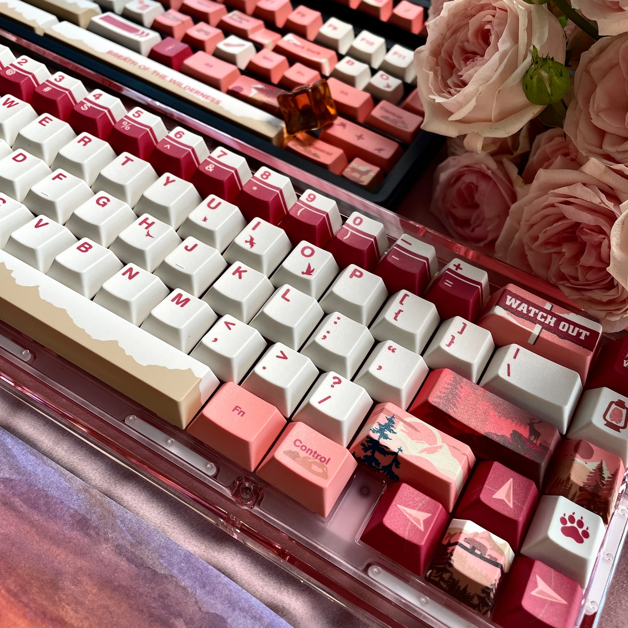 Keycaps - Twilight Wilderness Theme Cherry Pbt Sublimation 135Keys6.25/7/2.25/2.75 Spacebar Retro Summer Sunset Wine Red Keycaps