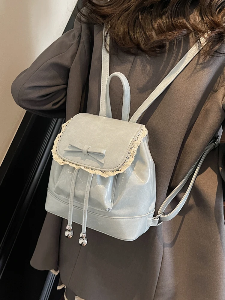 

Elegant Lace Knot Women's Backpack Fashionable Versatile Handbag Travel Shoulder Bag Commute Style Soft Handle