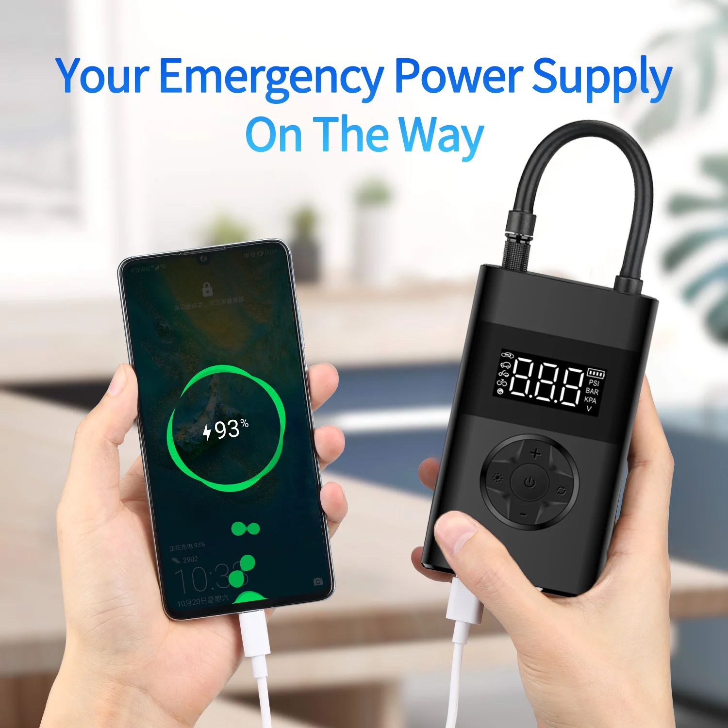 Nexest 4000mAh Plastic Battery Electric Digital Tire Pump Fast Inflation Wireless Auto Cordless Tyre Inflator