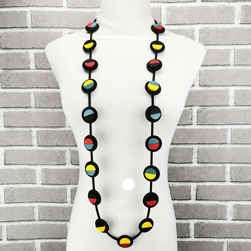 New Bohemian Style Fashion Design Colorful Handmade Design Necklace Gothic Simple Long Sweater Necklace