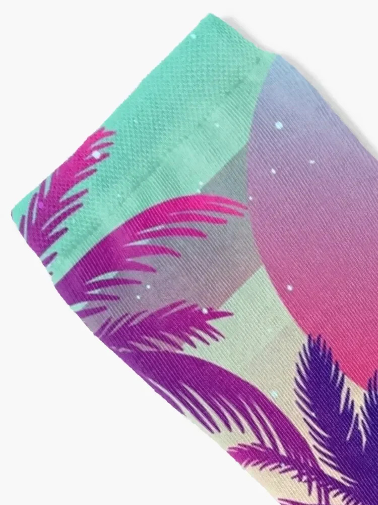 Sunset Palm Trees Vaporwave Aesthetic Socks new year cool christmas gift snow Socks For Women Men's