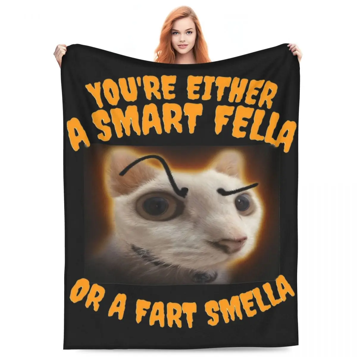 You're A Smart Fella Or A Fart Smella Blanket Flannel Decoration Funny Cartoon Warm Throw Blanket for Sofa Plush Thin Quilt