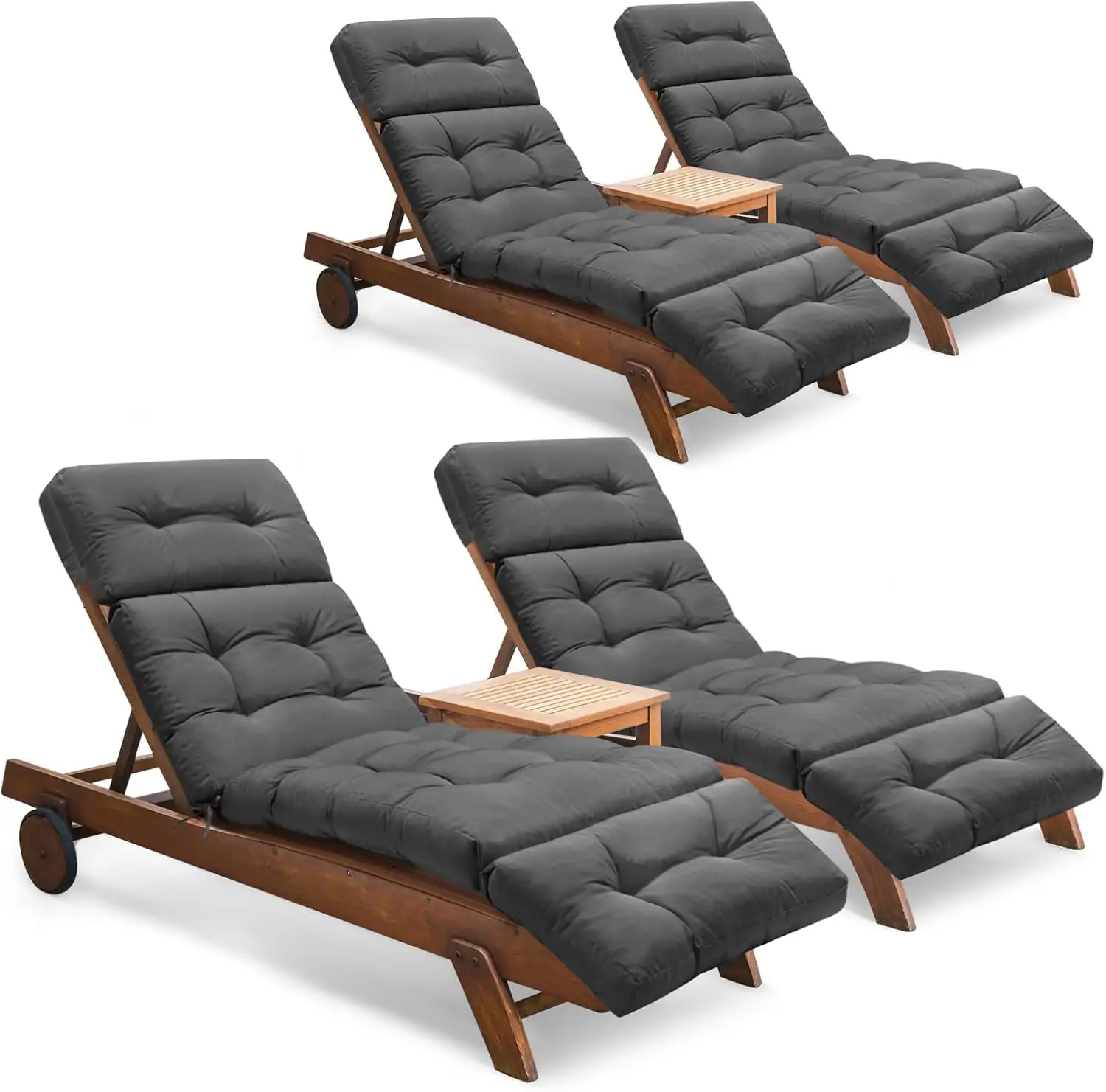 

Outdoor Chaise Lounge Chair Cushion Set of 4, 74.4 x 22 x 4.7 Inches, Memory Foam, Waterproof, Grey