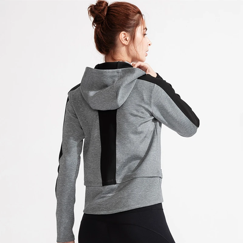 Women Sport Jackets Zipper Yoga Coat Gym Workout Hoodies Oversized Running Sweatshirt Long Sleeve Thumb Hole Fitness Hooded Tops