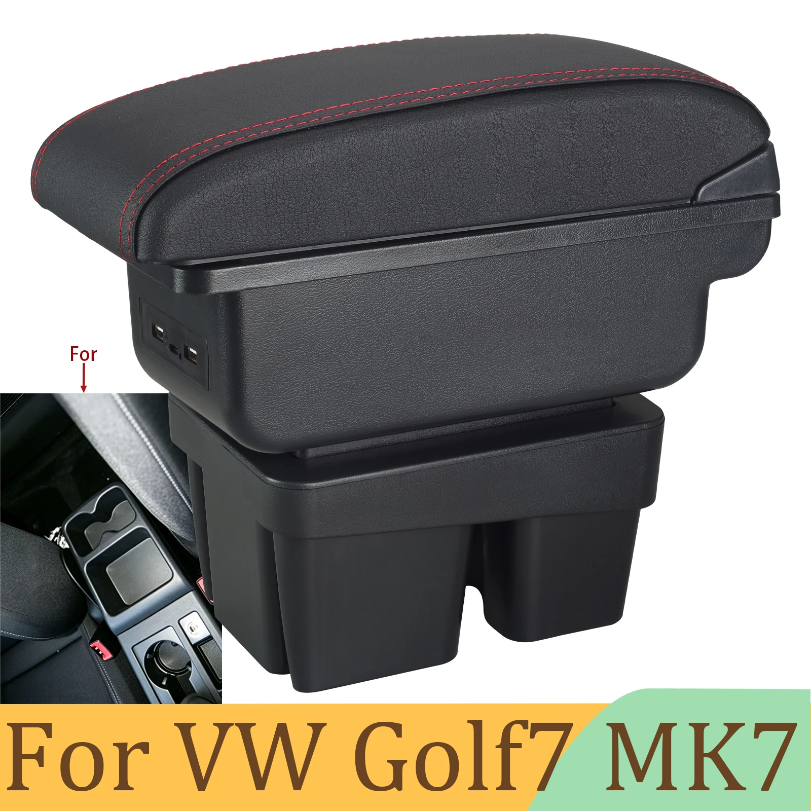 For VW Golf 7 Armrest Box For Volkswagen Golf 7 Mk7 Car Armrest Box  Special Interior Retrofit Center Storage Console Box