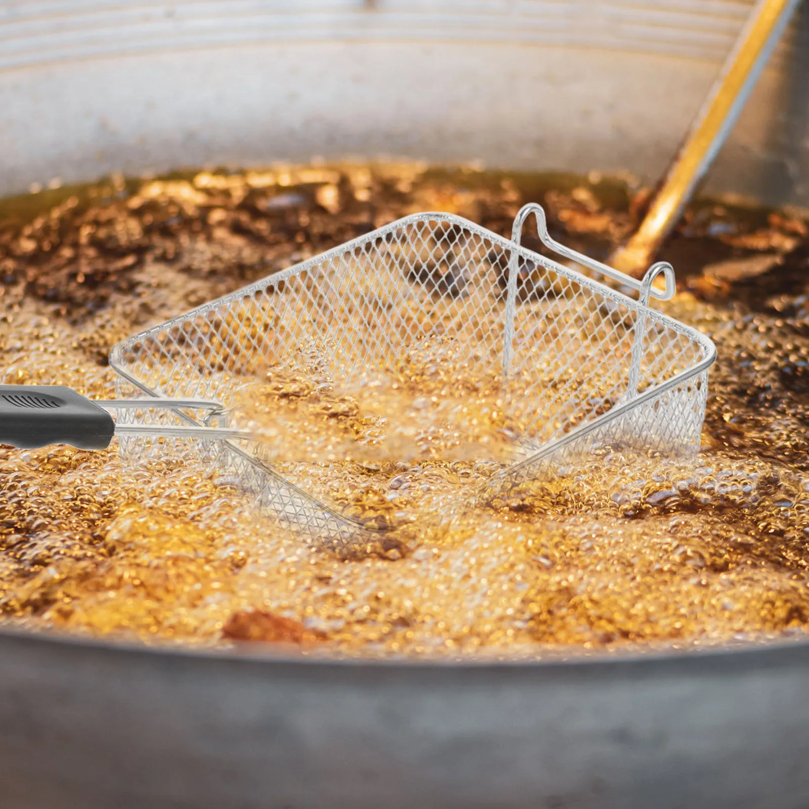 

Stainless Steel Square Fry Basket Heavy Duty Frying Mesh Strainer For Chips Chicken Wings Snacks Deep Fryer Cooking Tool