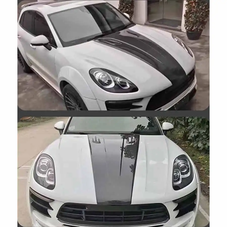 Carbon Fiber Cutout Cooling Engine Hood Cover For Porsche Macan Paste Style