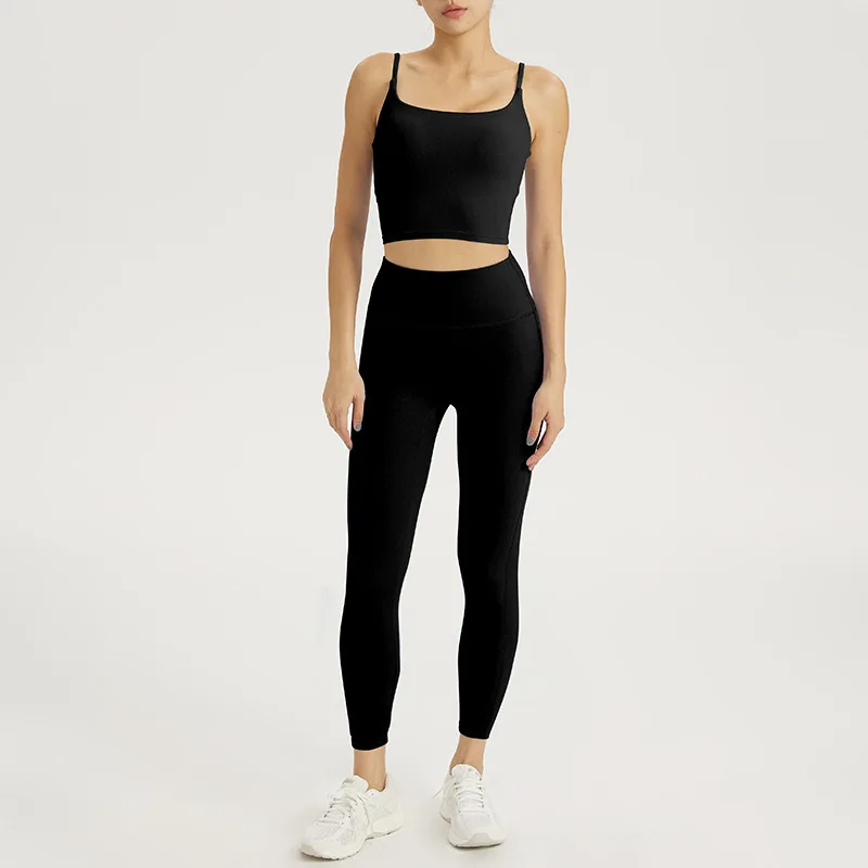 Leggings de yoga imbibés, soutien-gorge de sport, vêtements de survêtement, fitness, Pilates, gym, 2 pièces