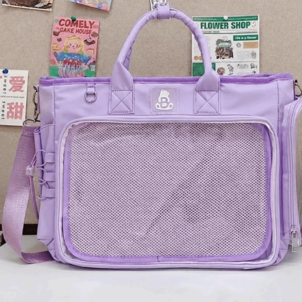 Square Shape Female Transparent Backpack Large Capacity Lightweight Multifunctional Shoulder Bag Adjustable Strap Versatile