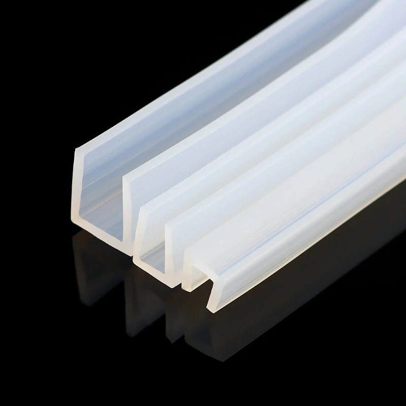 1M Silicone Rubber U Shape Seal Strip Solid Gasket Window Car Door Shower Frameless Glass Edge Weatherstrip Soft Protect