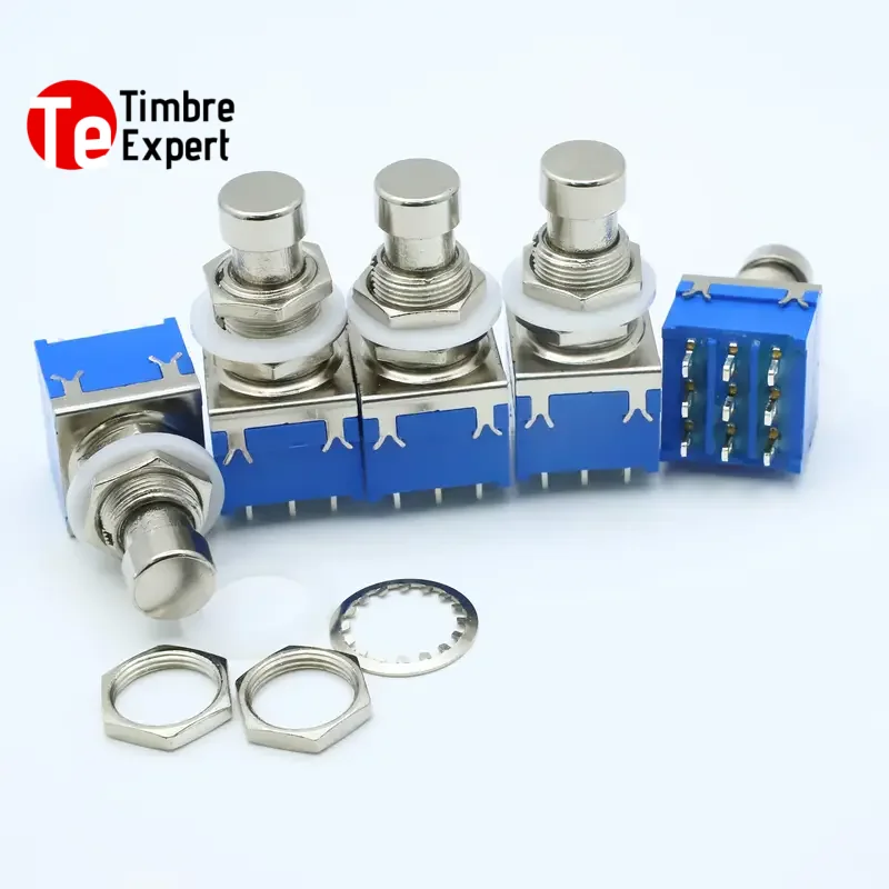 

5Pcs 3PDT 9 Pins Guitar Effect Pedal Footswitch Box Stomp True Bypass Guitar Switch Push Button Metal Latching Foot Switch