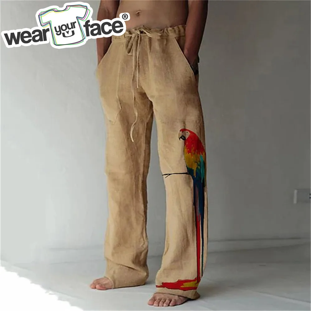 Pantalon à jambes larges pour homme, Streetwear, décontracté, imprimé, motif perroquet, pissenlit, tournesol, à la mode