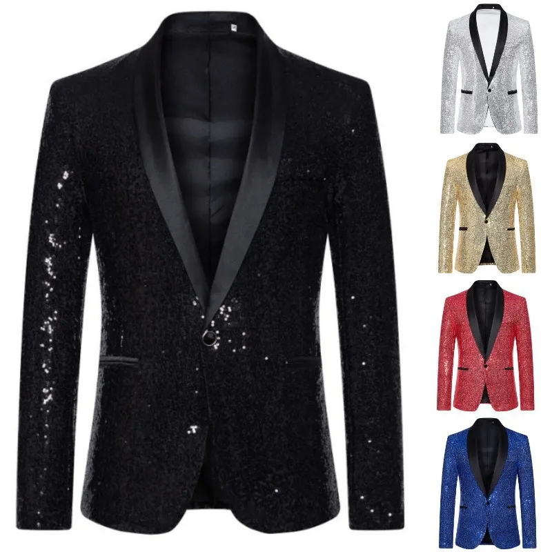 HOO 2024 Men's Sequined Personalized blazer  Singer Host Performance Photo Studio Photography   blazer