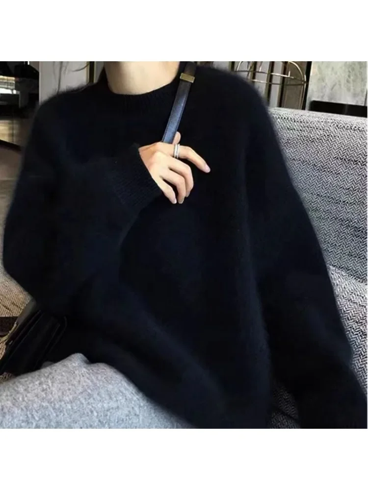 Purple Sweater Women Fluffy Knit Pullover Long Sleeve Korean Chic Coat Y2k Tops Streetwear Women\'s Clothing O-neck Loose New