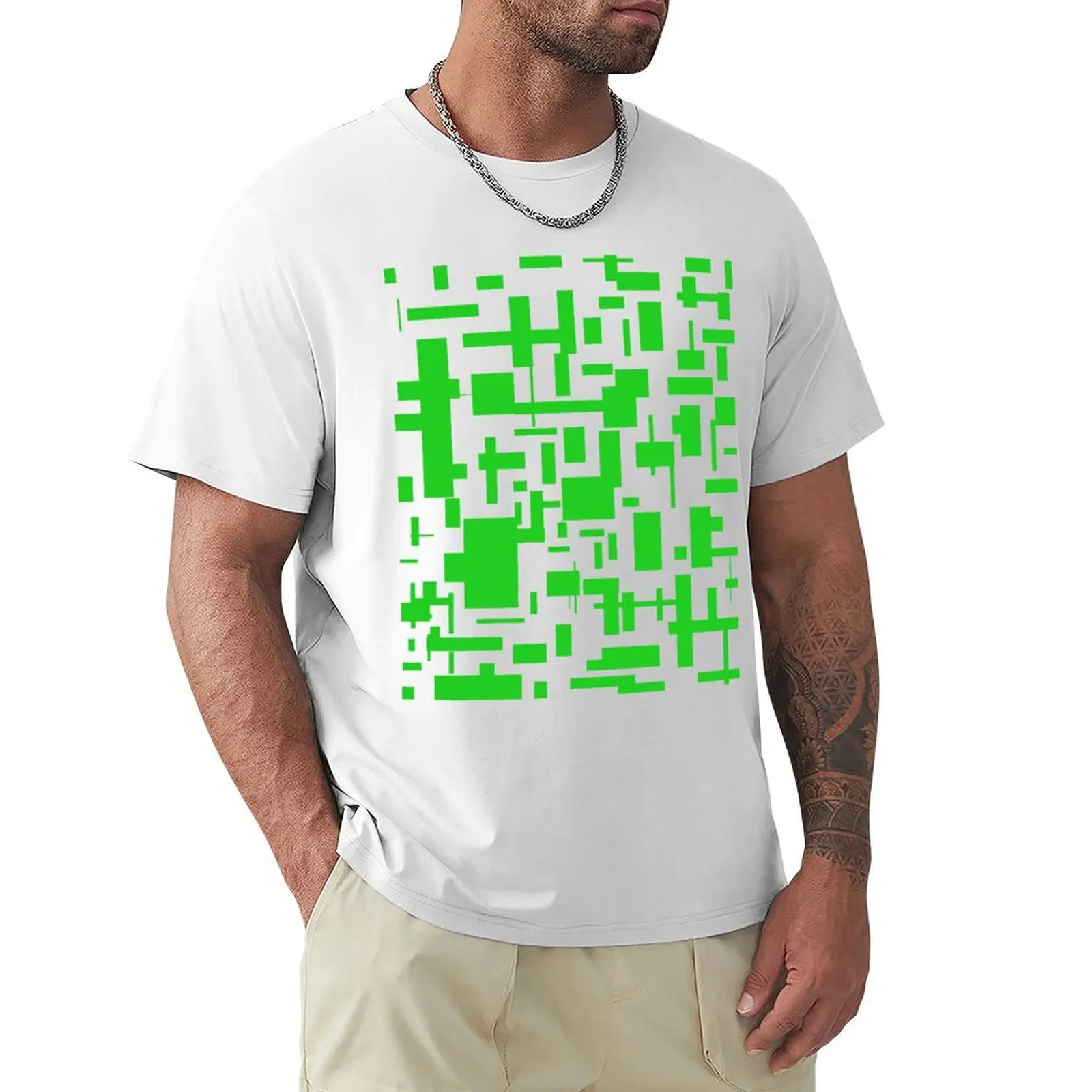 Perfect Green Rectangular Pattern T-Shirt oversizeds new edition shirts graphic tees designer t shirt men