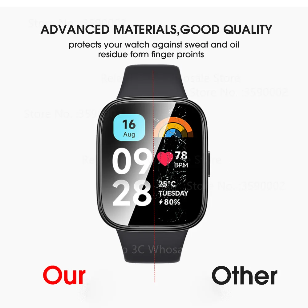 Protector de pantalla activo para Xiaomi Redmi Watch 3, cristal Protector para Redmi Watch 3 Active, accesorios de película de cubierta completa de 1,83 ", 3 uds.