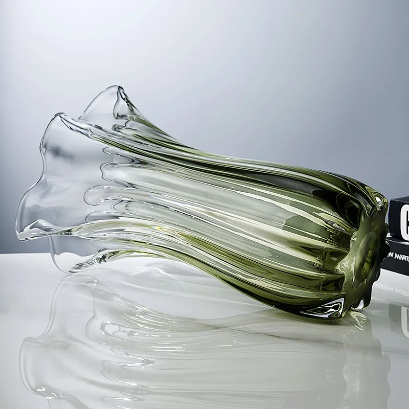 

Light luxury glass art cabbage vase home living room creative water flower arrangement model room soft decorative ornament