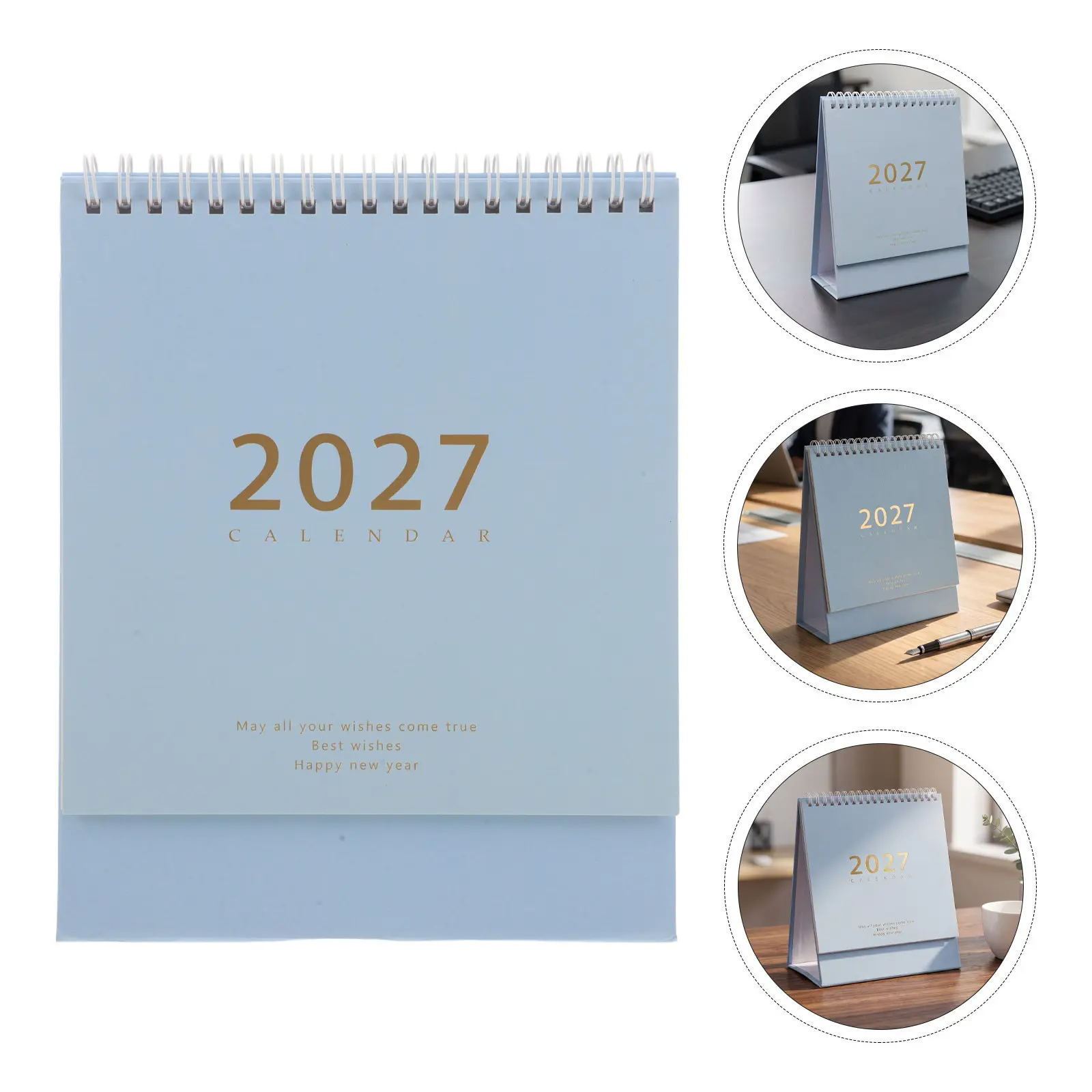 2027 Desk Calendar Minimalist Blue Daily Planner Spacious Monthly Pages Desktop Organizer 2027 Desk Calendar