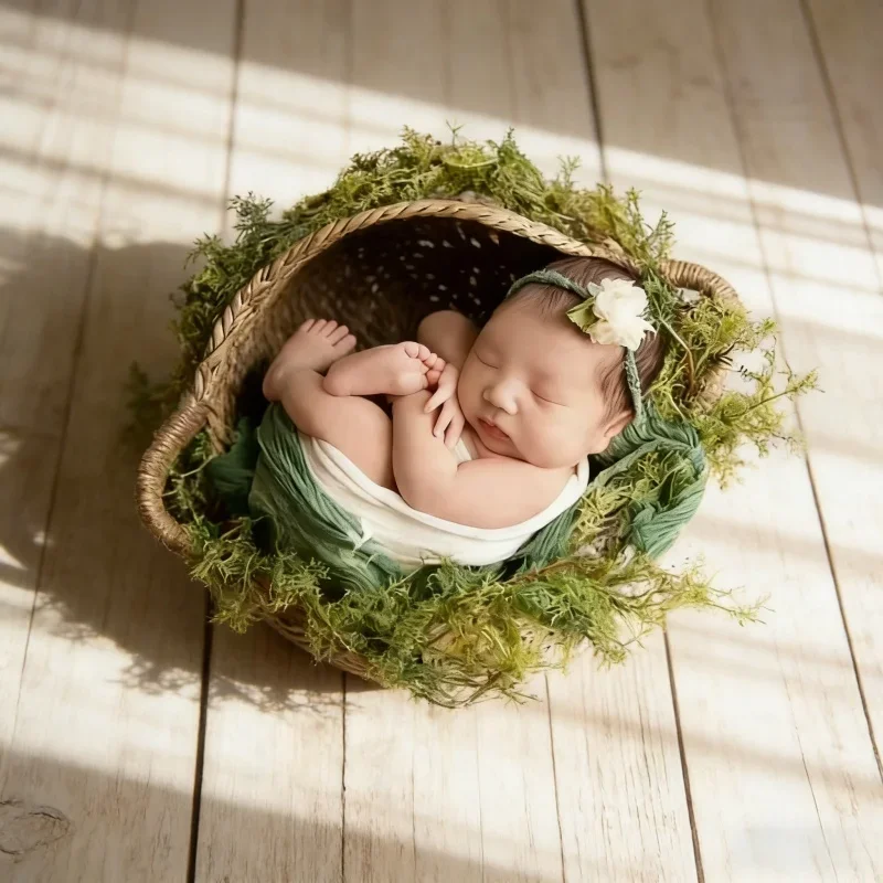 赤ちゃんの写真撮影用ポーズ用具、丸い籐製バスケットハンドル、赤ちゃんのおむつ替え用具、小道具、洗面器フレーム、スタジオ写真アクセサリー