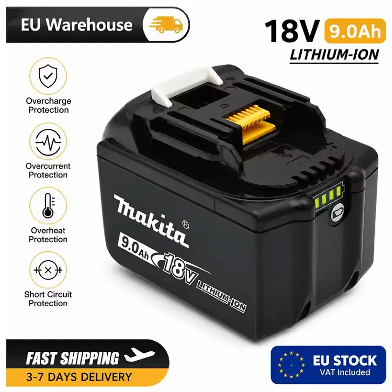 Batteria originale Makita 18V 9.0Ah, batteria ricaricabile per utensili elettrici, modelli BL1830, BL1840, BL1850, BL1860B, batteria Makita 18V.