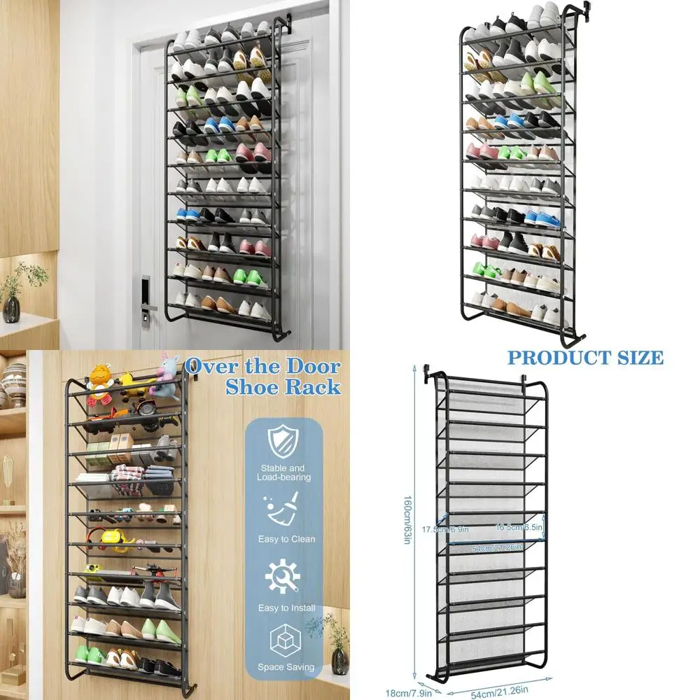 

Подвесной органайзер для обуви: 10-ярусная полка для хранения обуви, одежды и игрушек (черный)