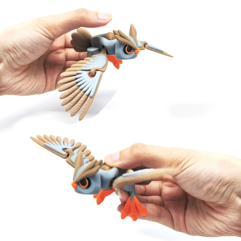 3D Print Toy Flying Owl Desktop Ornament Joint Mobility 3D Print Animals Home Office Crafts Print Characters Christmas Gift