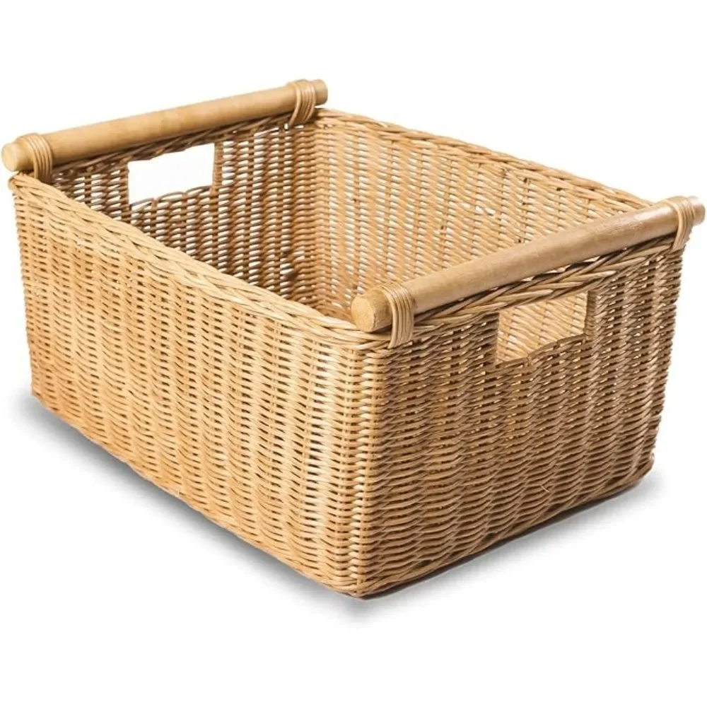 Pole Handle Wicker Storage Basket, Extra Large, 20 in L x 16 in W x 10 in H