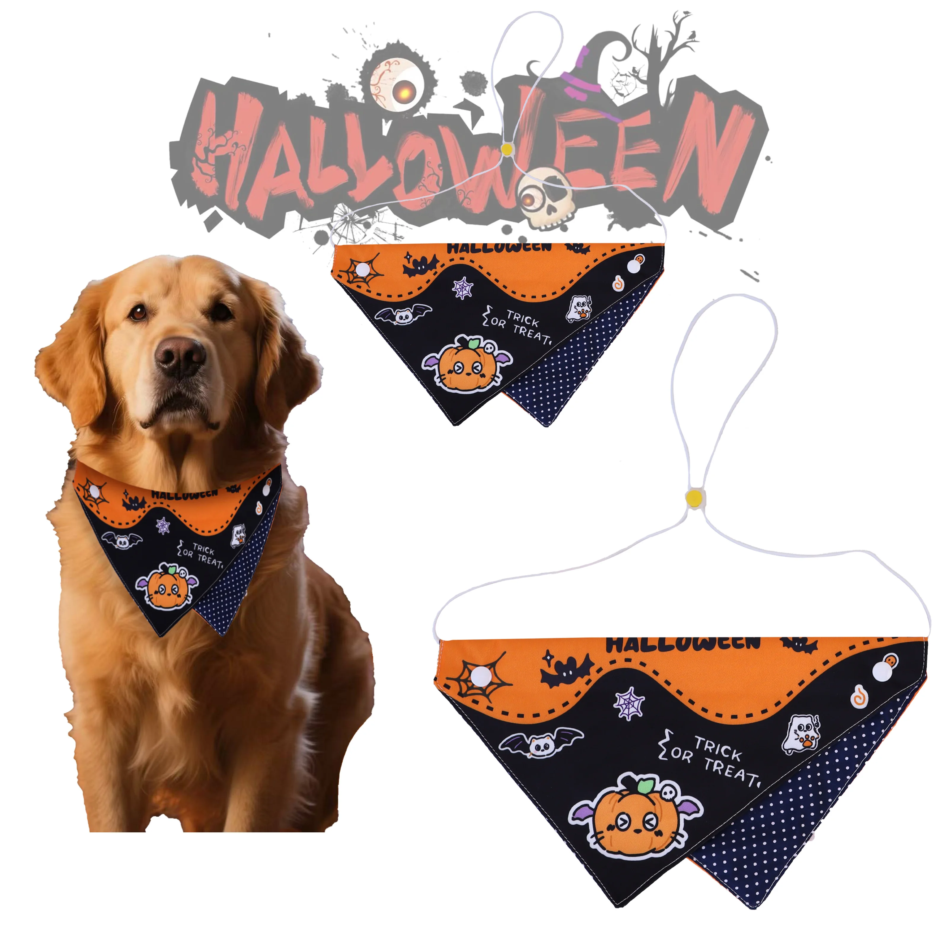 

1 Pc Halloween Pet Headband, Cute Cartoon Pumpkin Adjustable Scarf, Cats & Dogs To Celebrate Any festival Triangular Bib