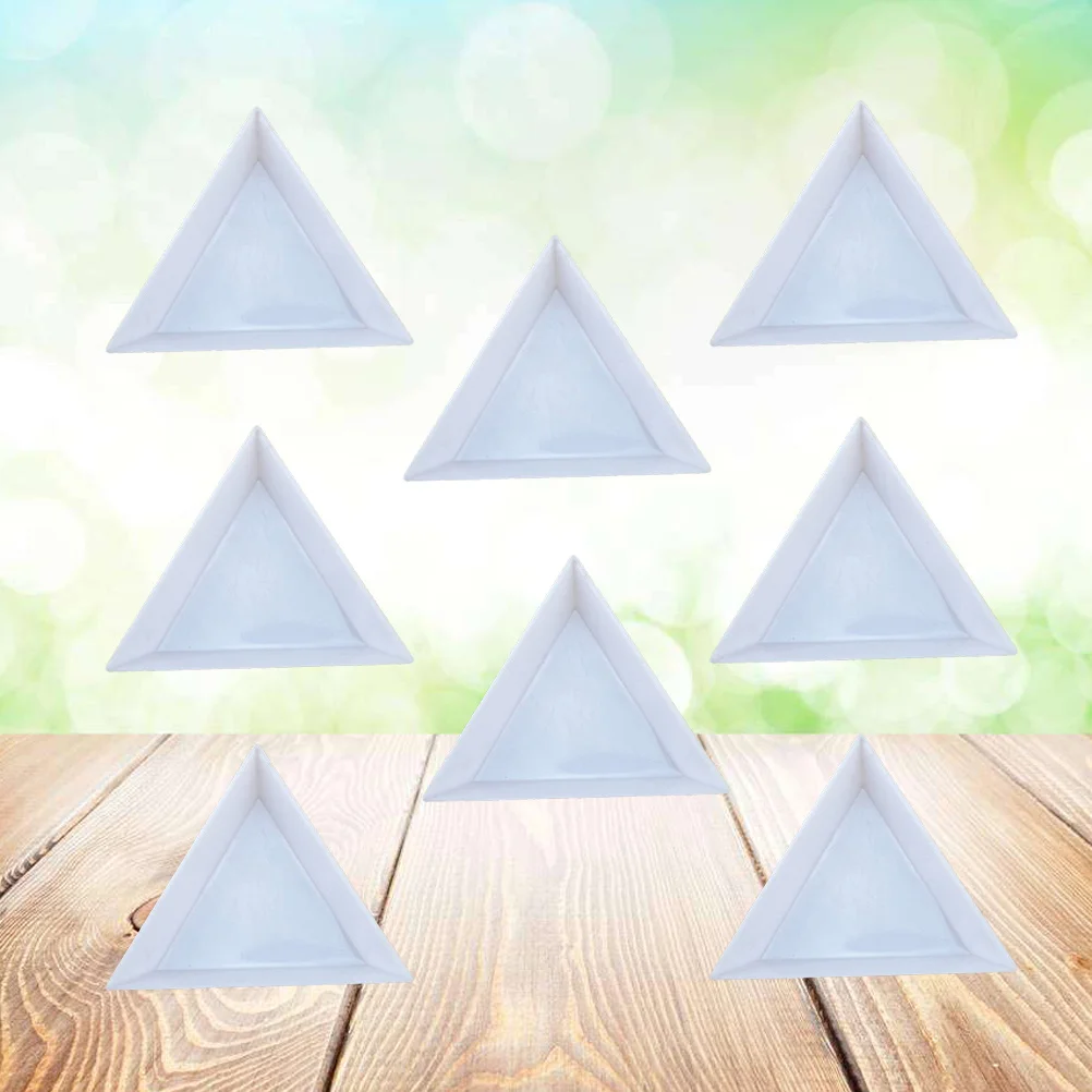 24Pcs Plastic Jewelry Plates Triangular Bead Sorting Trays Lightweight Easy Pour Angled Edges Rhinestones DIY White