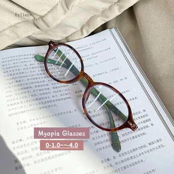 2024 ブルーライト遮断近視メガネ女性男性コンピュータ特大クリアラウンド近視眼鏡マイナス視度 gafas
