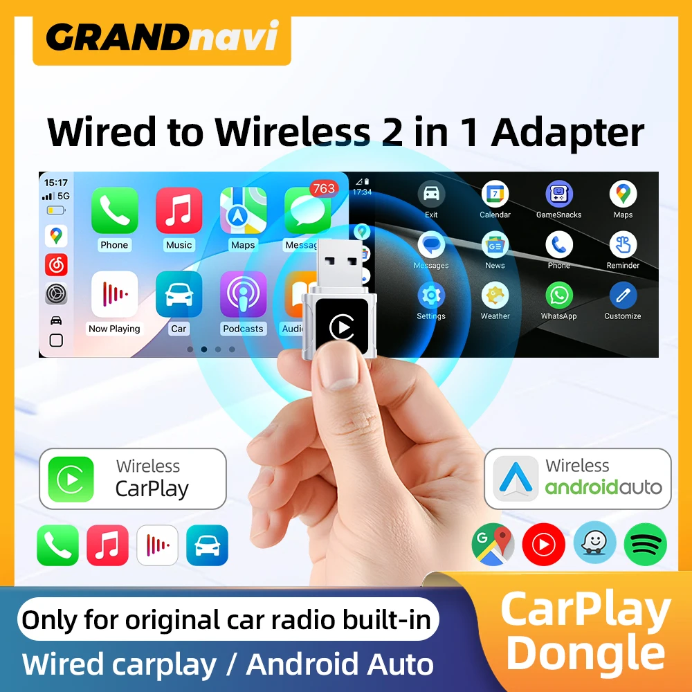 جديد لاسلكي CarPlay أندرويد محول السيارات السلكية إلى اللاسلكية 2 في 1 سيارة صغيرة Ai صندوق لأودي تويوتا VW بيجو التوصيل والشاحب #1