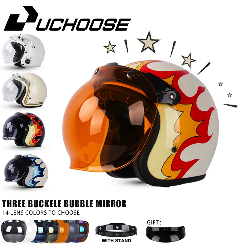 

DOT Open Face Three Quarters Casco Moto Motorcycle Helmet Men women Retro Motorcycle Helmet Free Goggle Free Bubble Visors