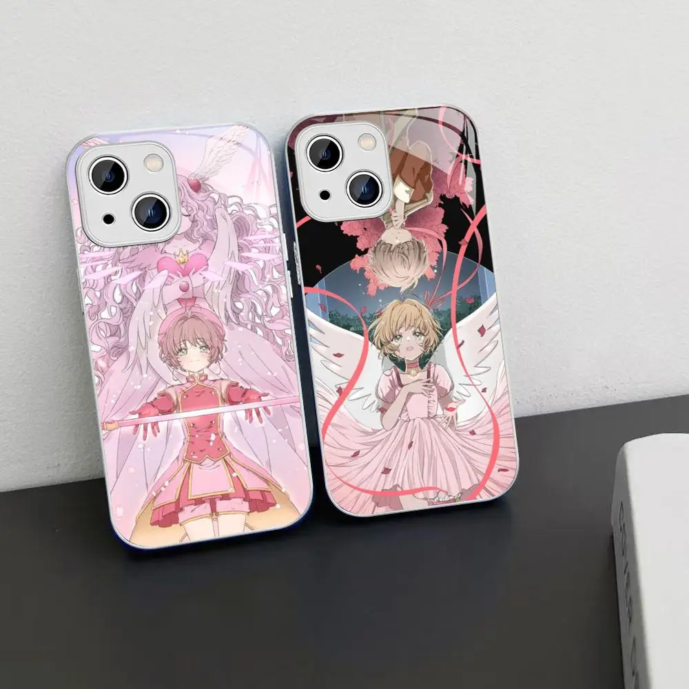 CardCaptor Sakura Anime Phone Case For iPhone 14 13 12 Mini 11 Pro XS Max X XR 14 Plus Tempered Glass Cover