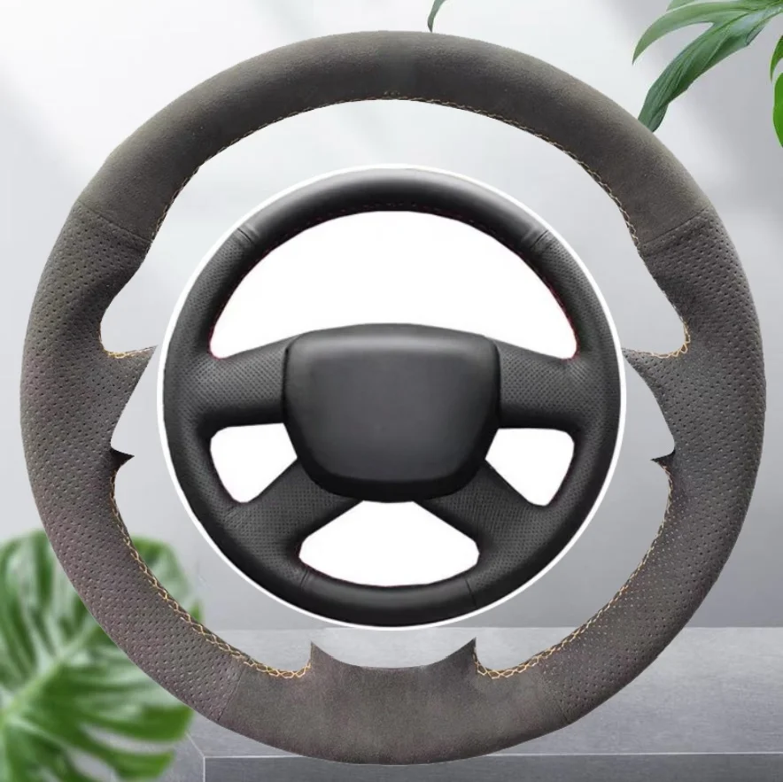 

For Fabia Skoda Octavia a5 2012 2013 Yeti 2009-2013 Customize Breathable Hand Stitched Suede Steering Wheel Cover Car Accessorie