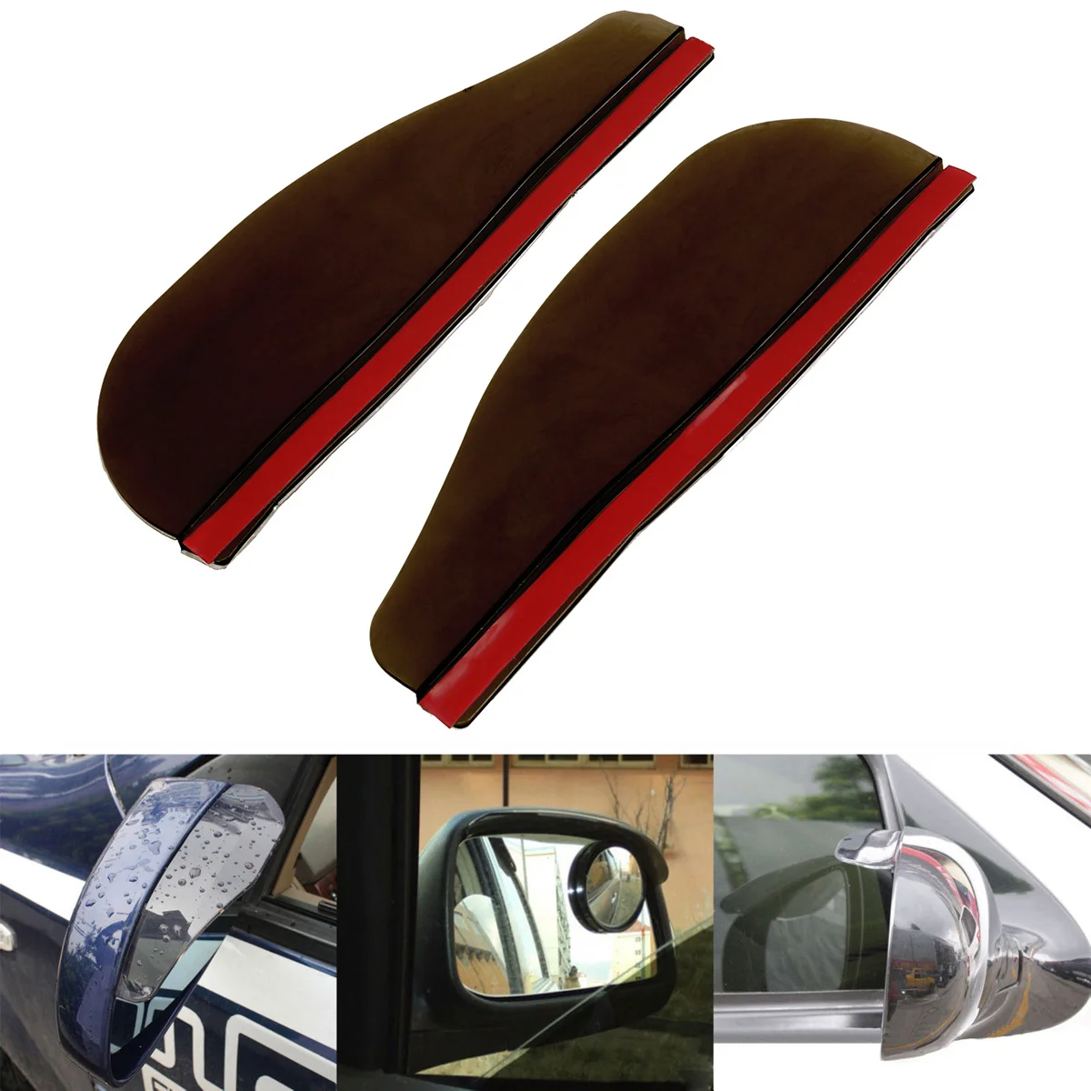

2pcs Rain Visor For Car Side Mirror 18.5X6Cm Black Flexible Pvc Rear View Mirror Rain Shield Suitable For Suv Auto Truck