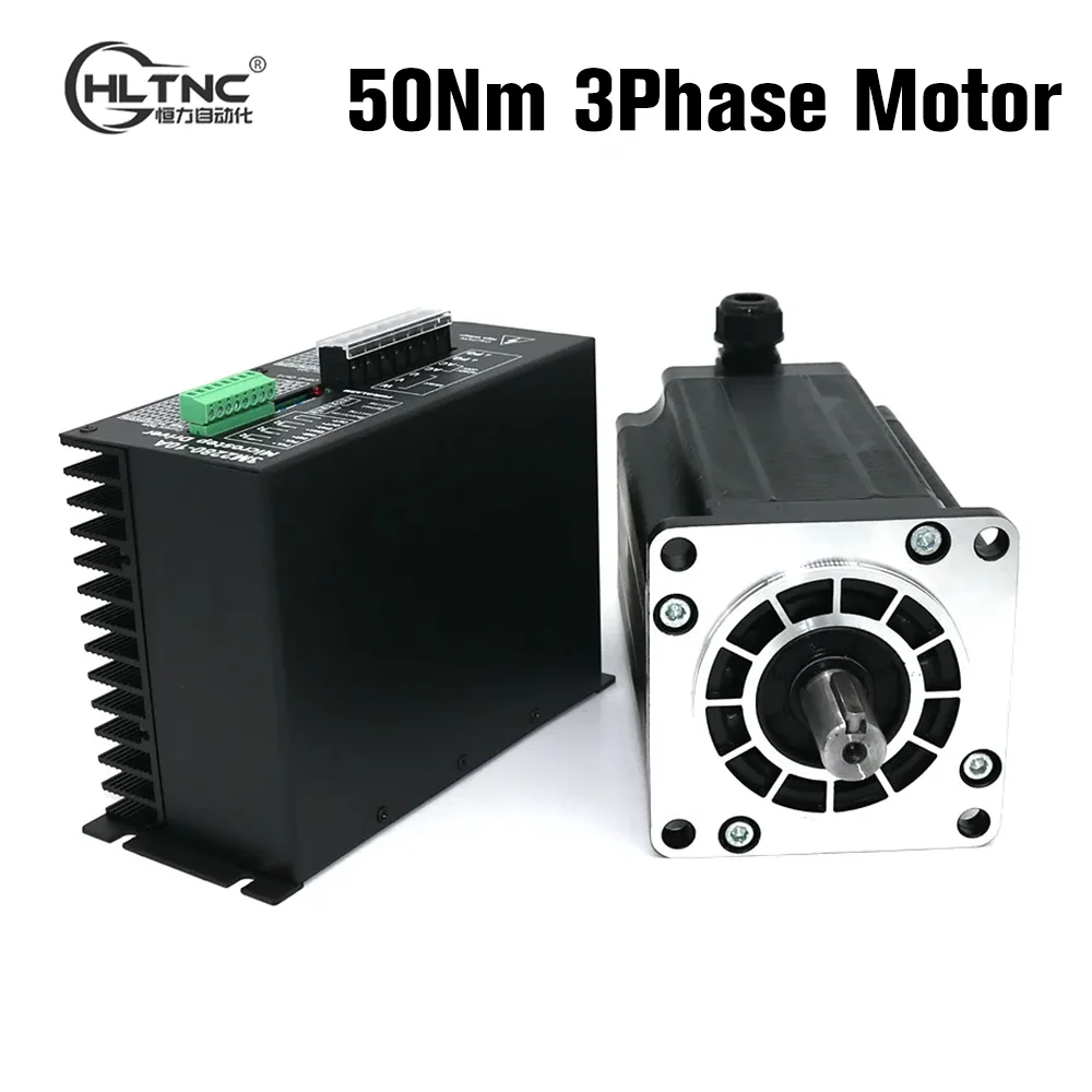 HLTNC 220V AC 3Phase NEMA52 130mm 50Nm Stepper Motor 130BYGH350D 1.2Degree 6.9A With 3M2280-10A Drive kit For CNC Engraver