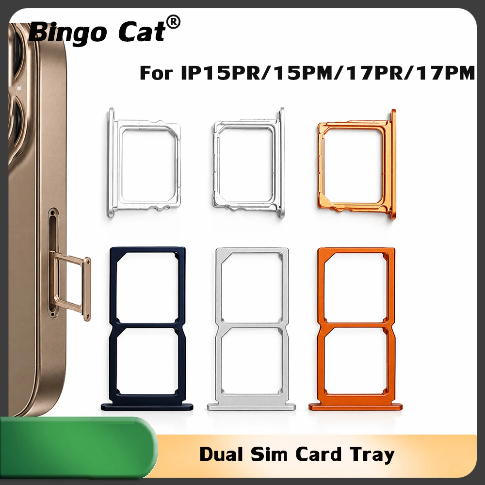5pcs Ultra-thin Dual SIM Card Tray Holder Replacement For iPhone 17 15 Pro Max Esim to Sim Dual Card SIM Adapter Conversion Flex