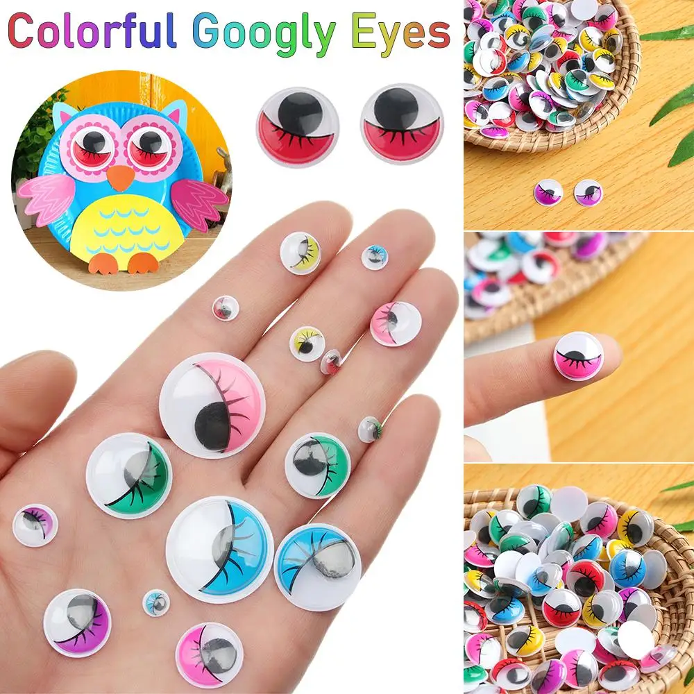 100pcs/bag Colorful Round Plastic Kids Toys Plush Panda Eye DIY Dolls Materials Wiggling Moving Eyes 3D Dolls Accessories