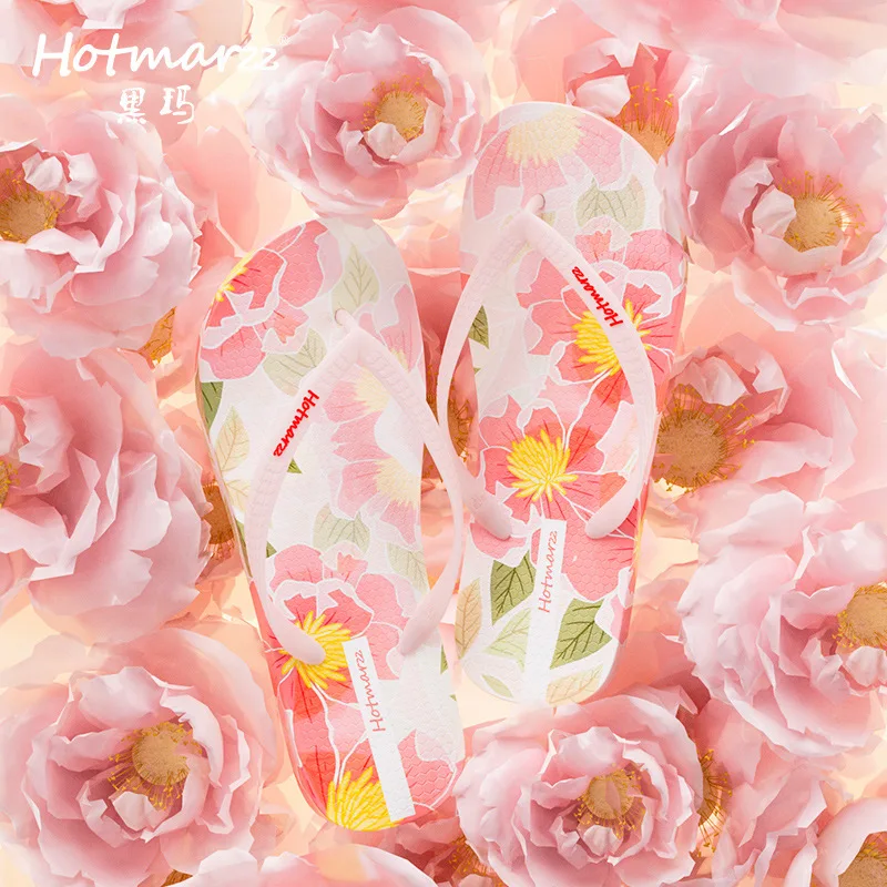 

Women's Floral Flip Flops Pink Slippers Casual Anti Slip PVC Flip Flops Indoor Home Bathroom Slippers For Wholesale